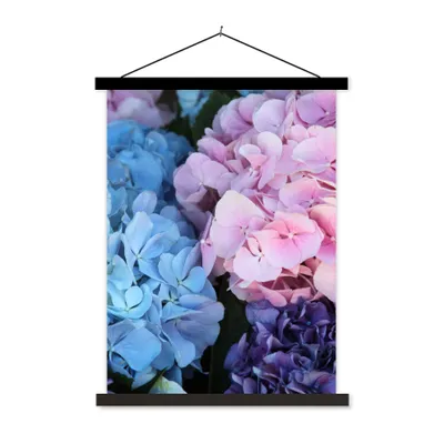 Produktbild von MuchoWow® Textilposter Blumen - Strauch - Hortensie - Botanisch 90x120 cm mit schwarzem Rahmen - Dekoration