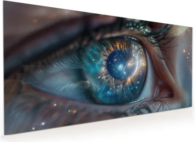 Produktbild von Küchenrückwand Spritzschutz Glas mit Motiv Galaxie im Auge 40 x 40 cm