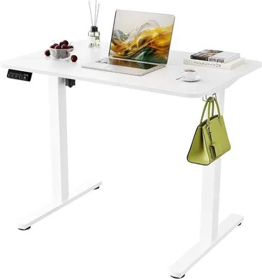 Productafbeelding van Elektrisch Bureau - Verstelbaar Bureau - Ergonomisch Werken - Met Geheugenfunctie - 90x60 cm - Wit