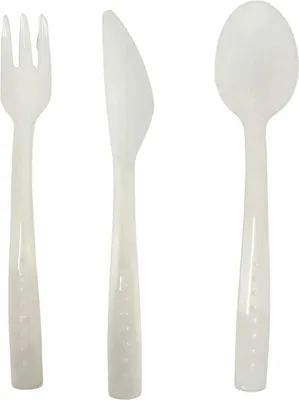 Image de Set de couverts pour grillades pique-nique 15pcs réutilisable 5pc blanc