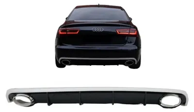 Image de Diffuseur arrière pour Audi A6 C7 4G, berline ou break, modèle de 2010 à 2014, avec embouts d'échappement au style RS6.