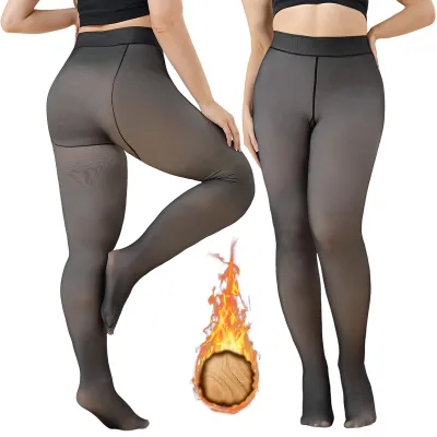 Produktbild von Gefütterte Strumpfhose Damen, Winter Dicke Fleece Lined Tights für Women, Thermal Translucent Warme Winterstrumpfhose Leggings S-M