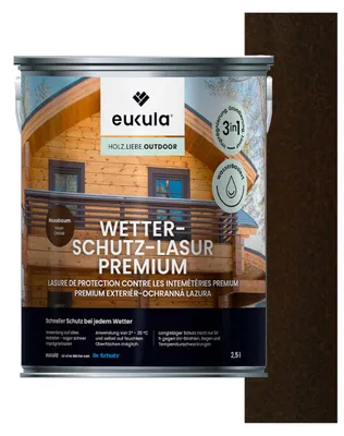 Produktbild von Eukula Wetterschutz-Lasur Premium, 2,5 Liter, Nussbaum