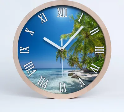 Produktbild von Holzuhr 20fi cm wanduhr - weiße Spitzen - Malediven-Strand
