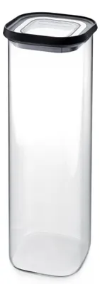 Zdjęcie produktu dla GEFU PANTRY, Pojemnik, Prostokątny, 2,5 l, Czarny, Przezroczysty, Szkło borokrzemowe, Plastik, Silikon, Stal nierdzewna, 110 mm