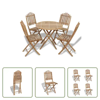 Produktbild von The Living Store 5-tlg. Garten-Essgruppe Klappbar Bambus