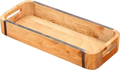 Produktbild von Tablett mit natürlicher Holzmaserung, geeignet zum Servieren und zur Dekoration, in Braun, 40 cm
