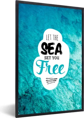 Produktbild von MuchoWow® Gerahmtes Poster Sommer - Zitate - Meer 60x90 cm - Poster mit Schwarzem Bilderrahmen Wandposter Rahmen Foto Bilder - Kunst