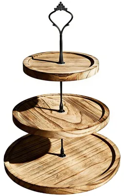 Etagere 3 Etagen, Kuchenständer Ø24,5 cm, Akazienholz