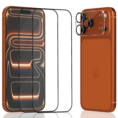 Obrázek produktu pro 2-balení iPhone 17 Pro Ochranné sklo na displej & 1-balení ochrana objektivu - Tvrzené sklo 9H - Super kvalita 3D