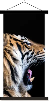 Produktbild von MuchoWow® Textilposter Tiger - Tiere - Porträt 90x180 cm mit schwarzem Rahmen - Dekoration Wohnzimmer