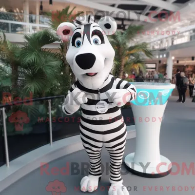 Produktbild von Weißes REDBROKOLY Zebra-Maskottchen-Kostüm mit Pullover und Armbanduhren