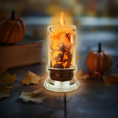 Imagen del producto de Vela LED de Halloween - murciélago - luz LED naranja - 3 pilas LR1130 - 5 x 5 x 10 cm, Imagen generada por IA
