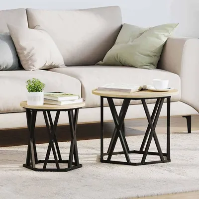 Productafbeelding van Maison Exclusive - Bijzettafeltje, 2 stuks, Sonoma-eikenhout, 50 x 50 x 40 cm