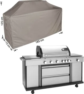 Produktbild von Raffles Covers BBQ Schutzhaube Grill 185 x 75 H: 125/115 cm | Atmungsaktiv | Wasserdicht | UV-beständig | Doppelnähte | Elastischer Kordelzug