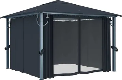 Produktbild von vidaXL Pavillon mit Vorhängen 300×300 cm Anthrazit Aluminium