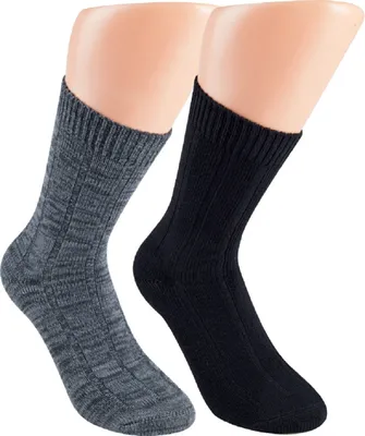 Produktbild von 2 Paar WARME Bambus Viskose Socken Uni extra stärkeres Garn Gr. 35-38 anthrazit/schwarz