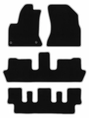 Image de Tapis de sol en moquette pour Citroen C4 Grand Picasso 2006-2013 (7 places) – jeu 4 pièces, noir/argent, sur mesure – Wielganizator CARLUX