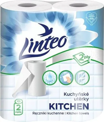 Obrázok produktu pre Kuchynské utierky Linteo - 2 vrstvové, biele, 2 rolky