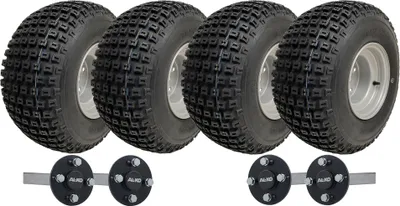 Image de 18x9.50-8 Twin Axle ATV Quad Trailer Kit 4 Knobby Wheels AL-KO Hub & Stub 408kgs