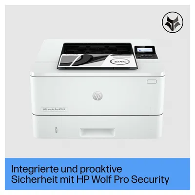 Produktbild von HP LaserJet Pro 4002d Schwarzweiß Drucker, Nur Ethernet, Laser, 1200 x 1200 DPI, A4, 40 Seiten pro Minute, Doppelseitiger Druck, Weiß