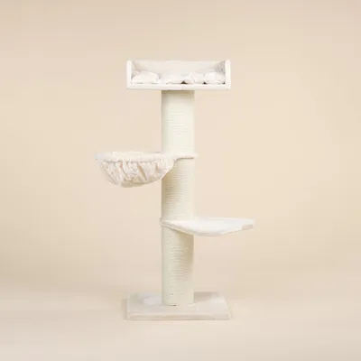 Immagine prodotto di RHRQuality Tiragraffi per gatti di grossa taglia - Royalty de Luxe – Altezza 158 cm –  Con pali in sisal extra spessi da 20 cm – Colore crema