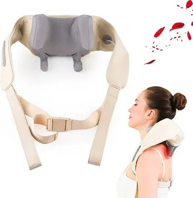 Productafbeelding van Massagekussen voor nek en schouders - draadloos Shiatsu-kussen - Beige