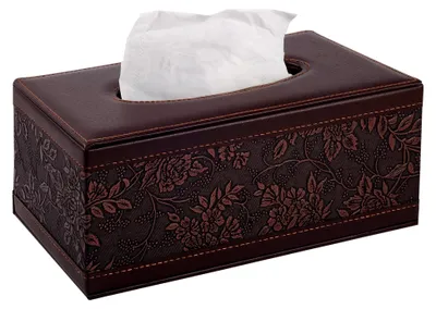 Produktbild von Rechteckige Box aus Leder für Taschentücher und Kosmetiktücher