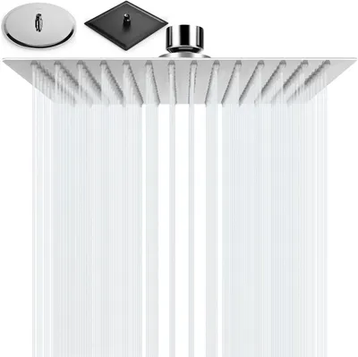 Imagen del producto de Cabezal de ducha de lluvia, 20x20 cm, acero inoxidable, cuadrado, para baño
