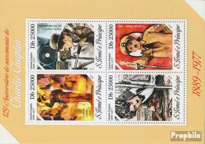 Produktbild von Briefmarken Sao Tome e Principe 2014 Mi 5489-5492 Kleinbogen (kompl. Ausgabe) postfrisch Charlie Chaplin