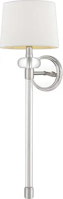 Produktbild von Wandlampe Metall Stoff H: 67,6 cm Nickel poliert Weiß Modern Wandleuchte