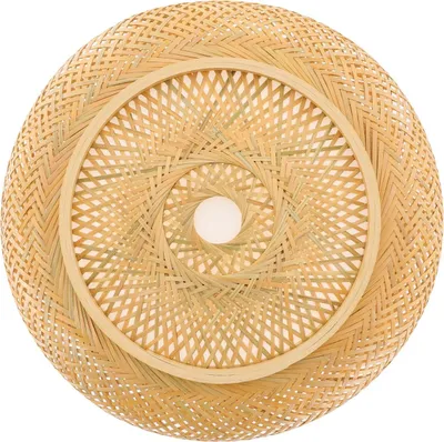 Produktbild von Bambus Rattan Deckenleuchte - Geflochten - Rund - 40×14 cm - 220 V AC - Nicht dimmbar - Ohne Leuchtmittel - Braun