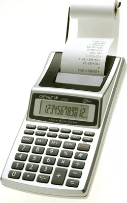 Produktbild von Genie LP 20, Desktop, Druckrechner, 12 Ziffern, 1 Zeilen, Wechselstrom/Batterie, Schwarz, Silber