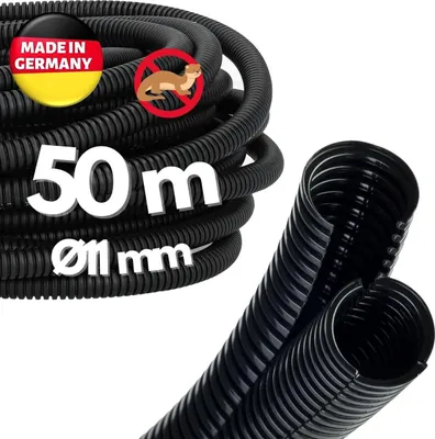 Immagine prodotto di 50 metri di tubo corrugato Kalitec Twin NW 13 I Tubo corrugato in due parti I Tubo corrugato solare I Tubo di protezione contro i martori I Tubo vuoto I Protezione cavi AD 16 mm ID 11 mm