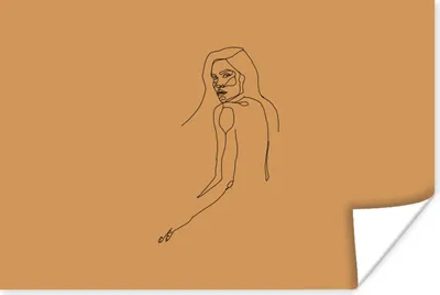 Produktbild von MuchoWow® Poster Frau - Braun - Strichzeichnung 180x120 cm - Fotoplakat