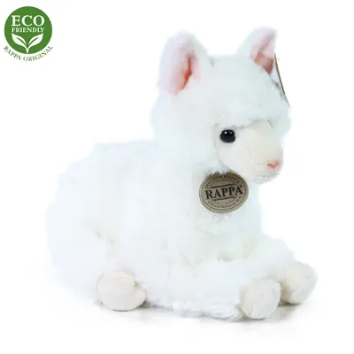 Imagen del producto de Llama alpaca de peluche, color blanco, 23 cm. Fabricada con materiales ecológicos