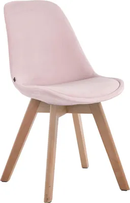Produktbild von Esszimmerstuhl Besucherstuhl – Bequemer Sessel – Samt und Holz | Farbe: rosa | Kleidungsfarbe: Natur