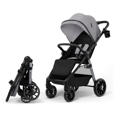 Produktbild von Kinderkraft GRANDE 2 – Buggy bis 22 kg, große gefederte Räder, Einhand-Faltung, Liegeposition, verstellbarer Schiebegriff, City-Kinderwagen, Grau