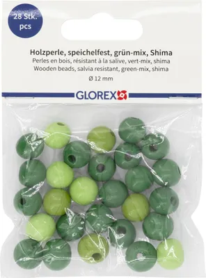 Produktbild von Glorex Holzperle grün mix 12 mm - 28 Stück