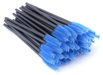 Imagen del producto de Cepillos para pestañas, uso versátil, cabezal flexible y adaptable, color azul, 25 unidades