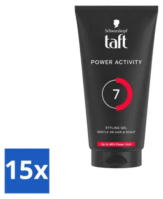 Imagen del producto de 15 unidades de gel moldeador Taft Power Active, 150 ml cada uno. Paquete económico