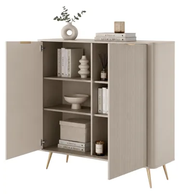 Produktbild von Nerrio - Kommode, 113x38x134h cm Beige, 4 Regale