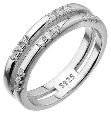 Image de Bague double en argent avec zircons 15018.1 Cristal
