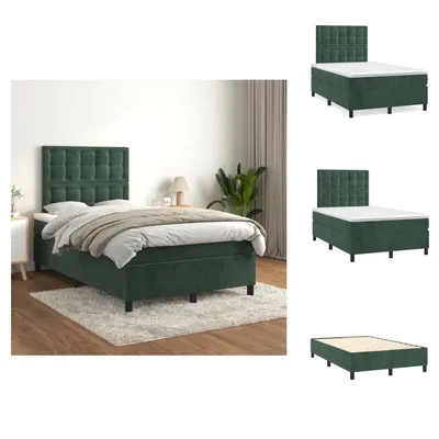 Produktbild von vidaXL Boxspringbett mit Matratze Dunkelgrün 120x200 cm Samt -  Betten & Bettgestelle