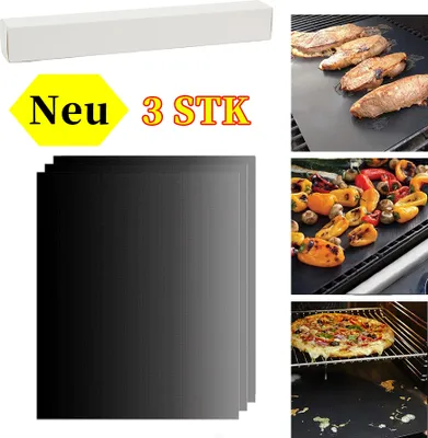 Immagine prodotto di Set di 3 tappetini da forno e barbecue in teflon con rivestimento antiaderente (senza PFOA) 40x33 cm