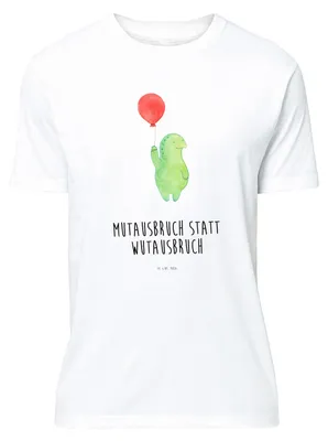Produktbild von Mr. & Mrs. Panda Tshirt Schildkröte Luftballon - Weiß - Geschenk, Motivationsspruch, S T-Shirt, Jersey-Shirt, oberteil, mit Spruch, Motivation, Schildkröten