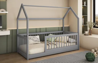 Obrázek produktu pro Domečková postel se zábranou 80x180 ALIRA - šedá