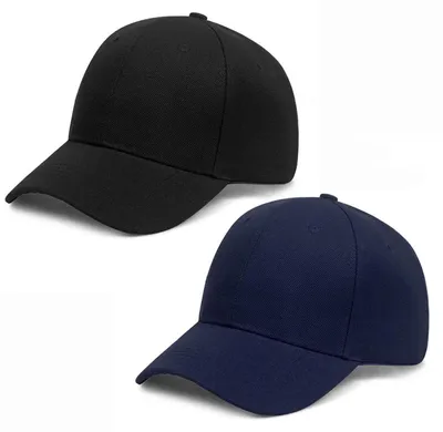 Productafbeelding van 2 baseballpetten voor heren en dames, verstelbaar, katoen en polyester, zwart en marineblauw