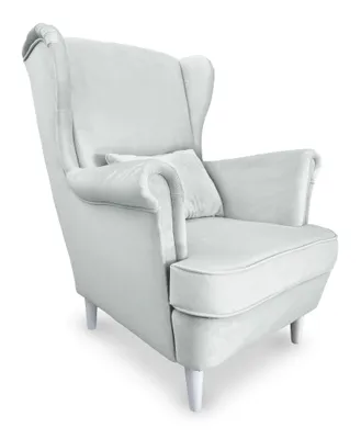 Produktbild von ANMIL Sessel in Silbergrau Stoff Magic Velvet Eleganter Ohrensessel 84 x 104 x 95 cm im Skandinavischen Stil mit Zierkissen