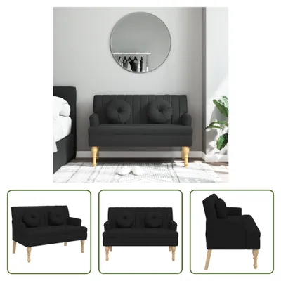 Produktbild von The Living Store Sitzbank mit Kissen Schwarz 113x64,5x75,5 cm Stoff